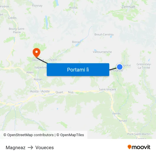 Magneaz to Voueces map