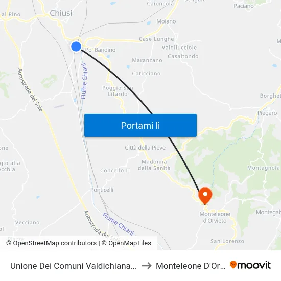 Unione Dei Comuni Valdichiana Senese to Monteleone D'Orvieto map