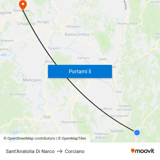 Sant'Anatolia Di Narco to Corciano map