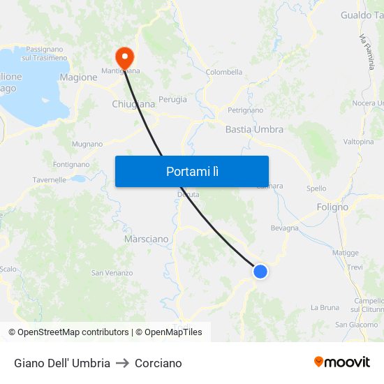 Giano Dell' Umbria to Corciano map