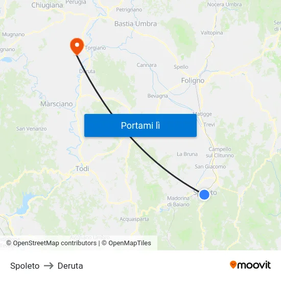 Spoleto to Deruta map