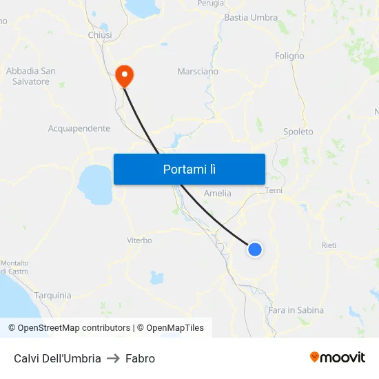 Calvi Dell'Umbria to Fabro map