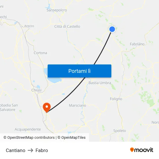 Cantiano to Fabro map