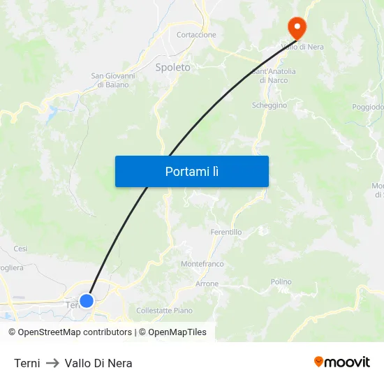 Terni to Vallo Di Nera map