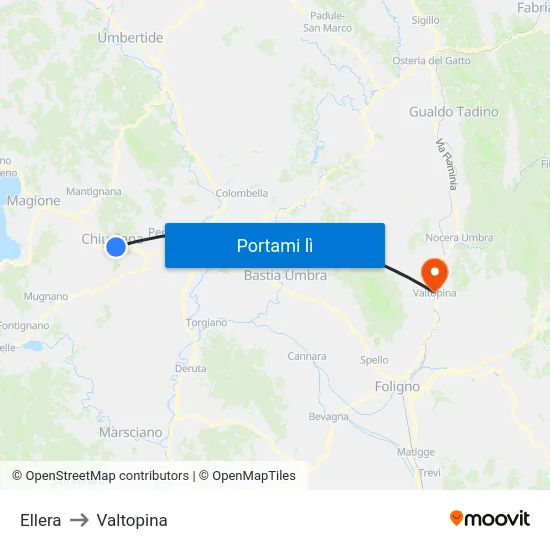 Ellera to Valtopina map