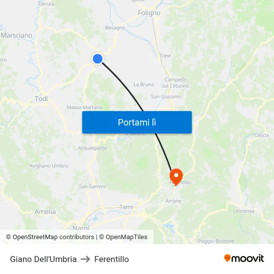 Giano Dell'Umbria to Ferentillo map