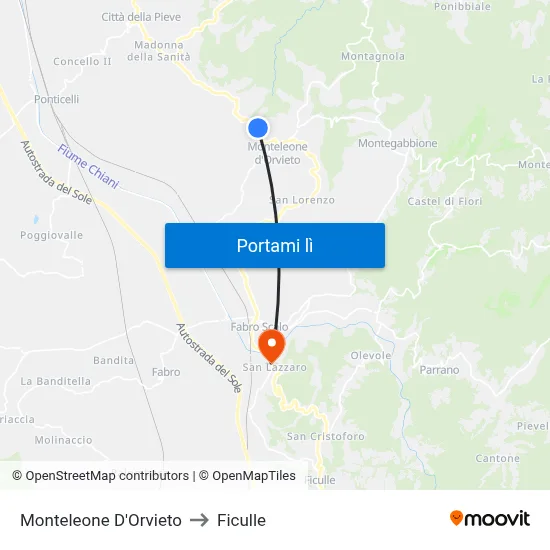 Monteleone D'Orvieto to Ficulle map
