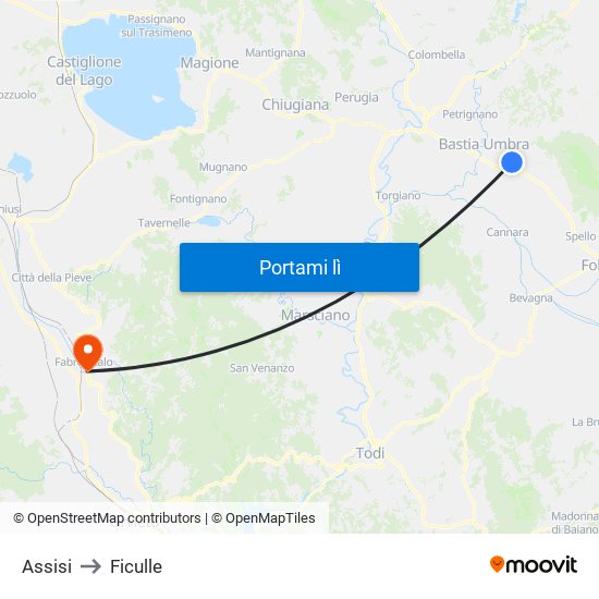 Assisi to Ficulle map