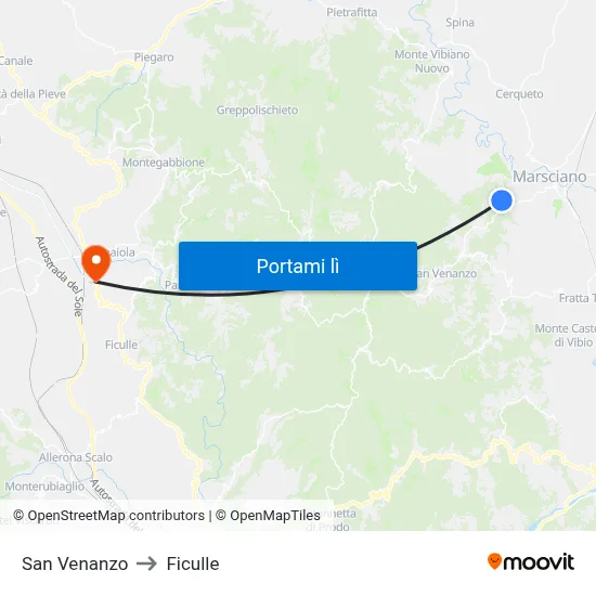 San Venanzo to Ficulle map