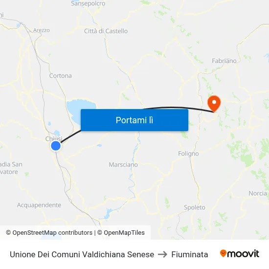 Unione Dei Comuni Valdichiana Senese to Fiuminata map