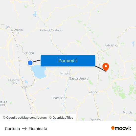 Cortona to Fiuminata map