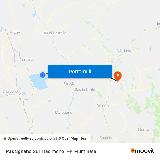 Passignano Sul Trasimeno to Fiuminata map