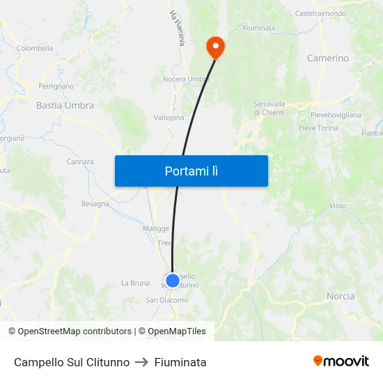 Campello Sul Clitunno to Fiuminata map
