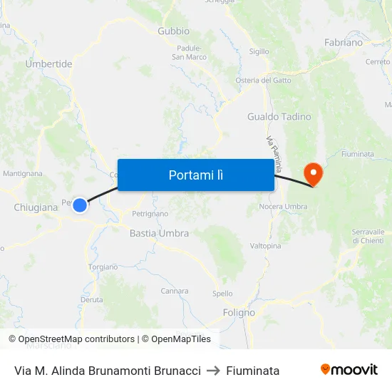 Via M. Alinda Brunamonti Brunacci to Fiuminata map
