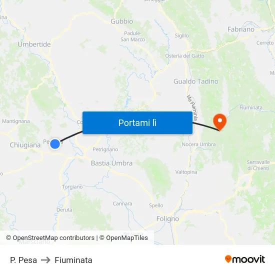 P. Pesa to Fiuminata map