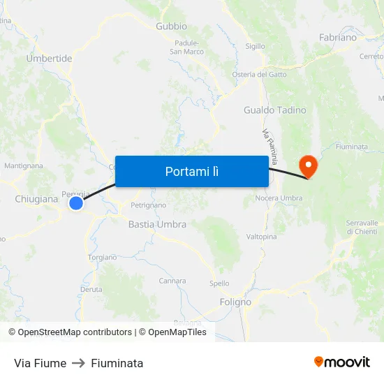 Via Fiume to Fiuminata map