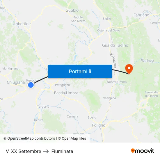 V. XX Settembre to Fiuminata map