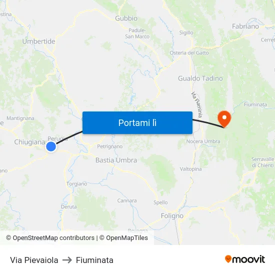 Via Pievaiola to Fiuminata map