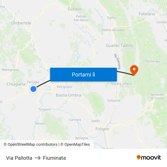 Via Pallotta to Fiuminata map