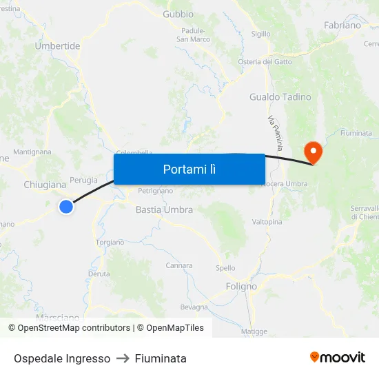 Ospedale Ingresso to Fiuminata map