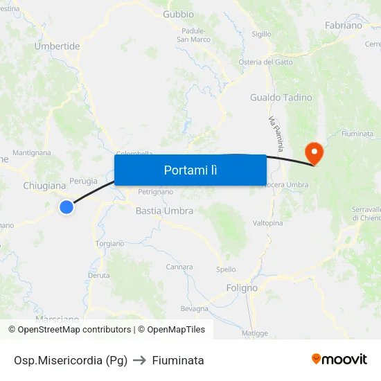 Osp.Misericordia (Pg) to Fiuminata map