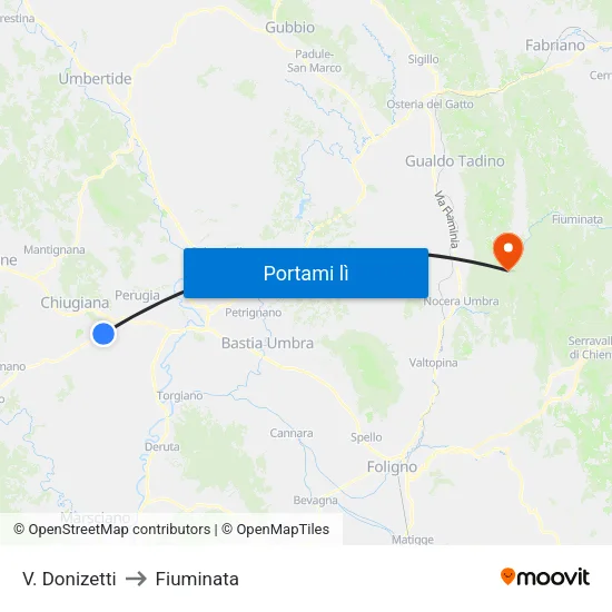 V. Donizetti to Fiuminata map