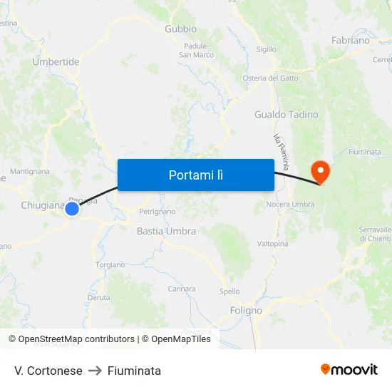 V. Cortonese to Fiuminata map