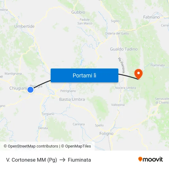 V. Cortonese M​M (Pg) to Fiuminata map