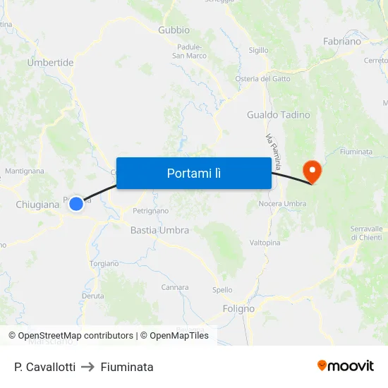 P. Cavallotti to Fiuminata map