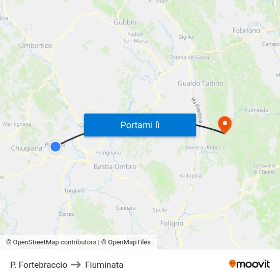P. Fortebraccio to Fiuminata map