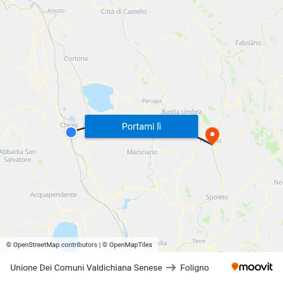 Unione Dei Comuni Valdichiana Senese to Foligno map