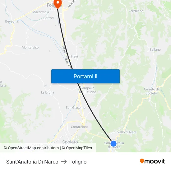 Sant'Anatolia Di Narco to Foligno map
