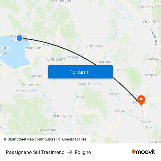 Passignano Sul Trasimeno to Foligno map
