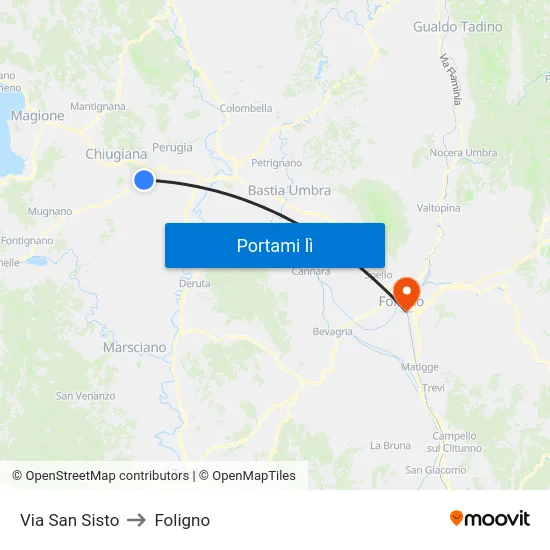 Via San Sisto to Foligno map