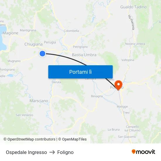 Ospedale Ingresso to Foligno map