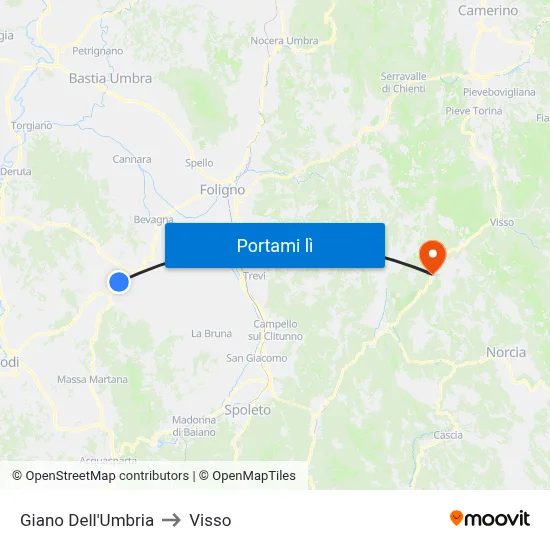 Giano Dell'Umbria to Visso map