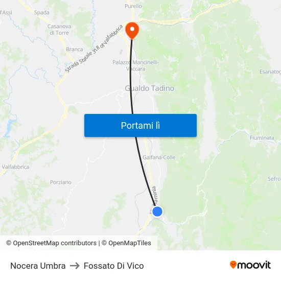 Nocera Umbra to Fossato Di Vico map