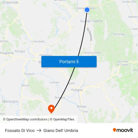 Fossato Di Vico to Giano Dell' Umbria map