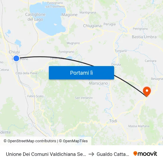 Unione Dei Comuni Valdichiana Senese to Gualdo Cattaneo map