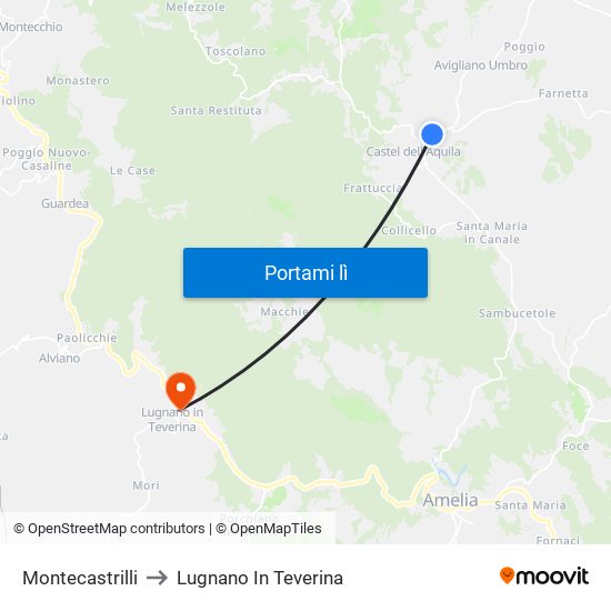 Montecastrilli to Lugnano In Teverina map