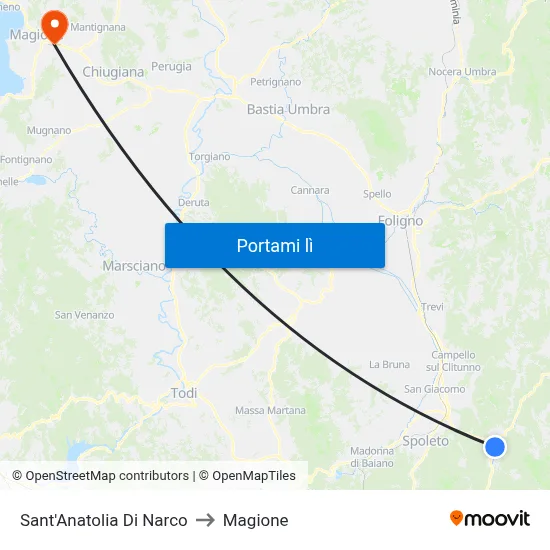 Sant'Anatolia Di Narco to Magione map