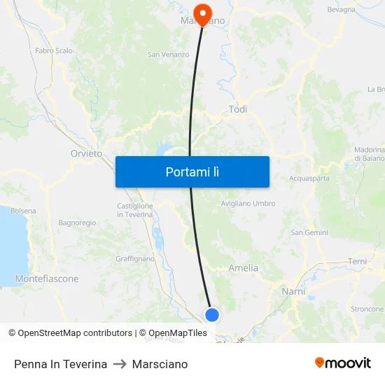 Penna In Teverina to Marsciano map