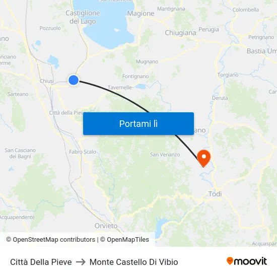 Città Della Pieve to Monte Castello Di Vibio map