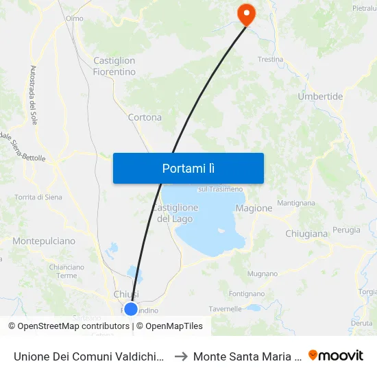 Unione Dei Comuni Valdichiana Senese to Monte Santa Maria Tiberina map