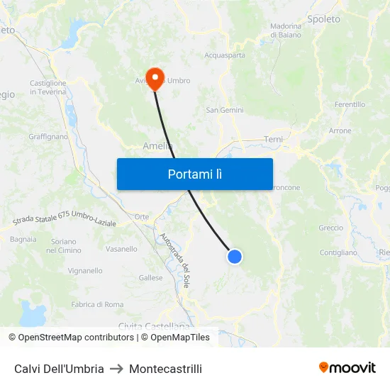 Calvi Dell'Umbria to Montecastrilli map