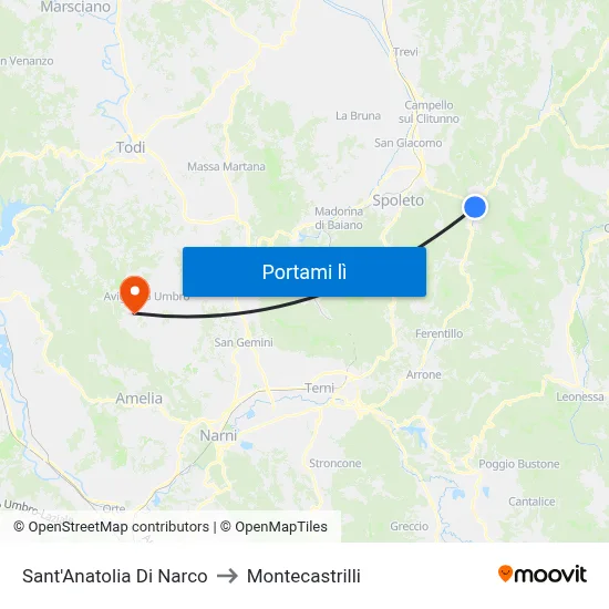 Sant'Anatolia Di Narco to Montecastrilli map