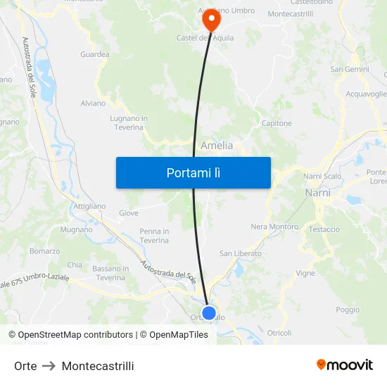 Orte to Montecastrilli map