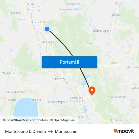 Monteleone D'Orvieto to Montecchio map
