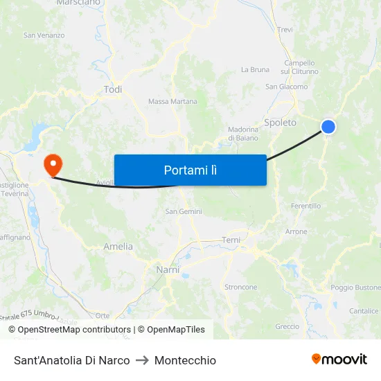 Sant'Anatolia Di Narco to Montecchio map