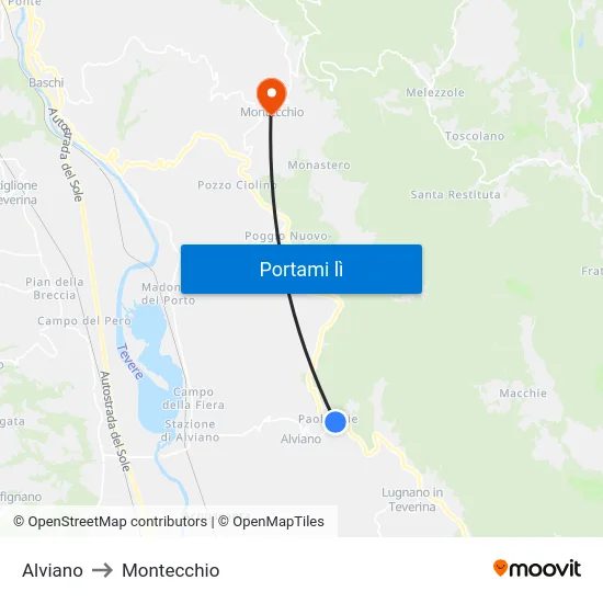 Alviano to Montecchio map